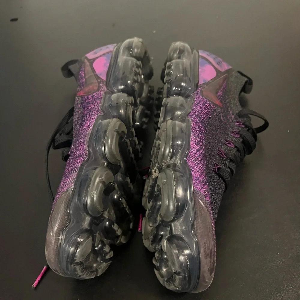Purple and Black Athletic Shoes Vapormax Flyknit